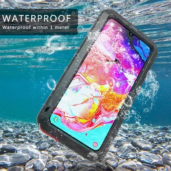 Перейти на Алиэкспресс и купить Чехол для samsung Galaxy A50 A70 A90 5g A40S A30s A20 A41 A51 A71, металлический бронированный чехол 360, противоударное водонепроницаемое стекло с гориллой
