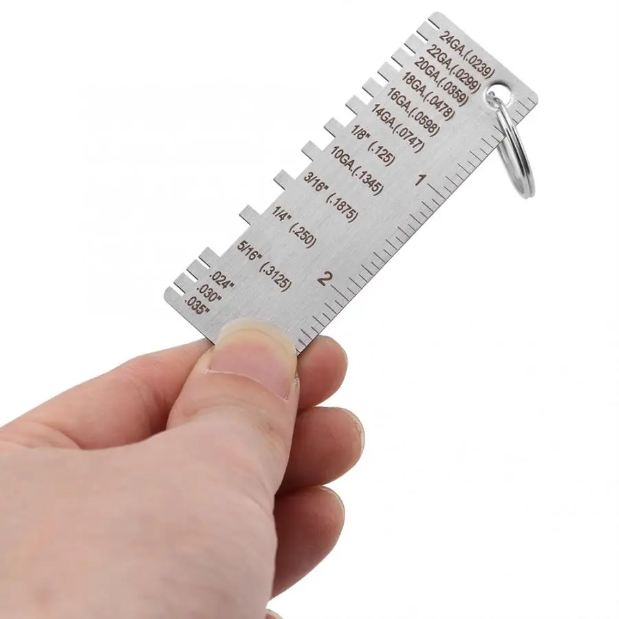 Измерительный инструмент для измерения толщины проволоки, измерительная пластина из листового металла с кольцом для ключей