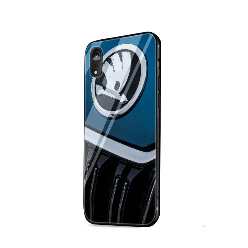 G10 Стеклянный чехол для телефона из ТПУ для iPhone 6, 6s, 7, 8 Plus, X, XR, XS, Max, 5, 5S, SE, чехол с логотипом автомобиля Skoda - Цвет: G10