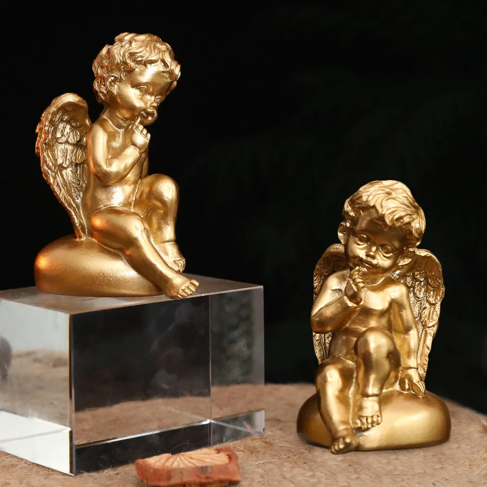 Angels Statue Resin Gold Cute Decoration Figurine Outdoor Home Desktop Sculpture Wine Cabinet Ornament Artware | Дом и сад