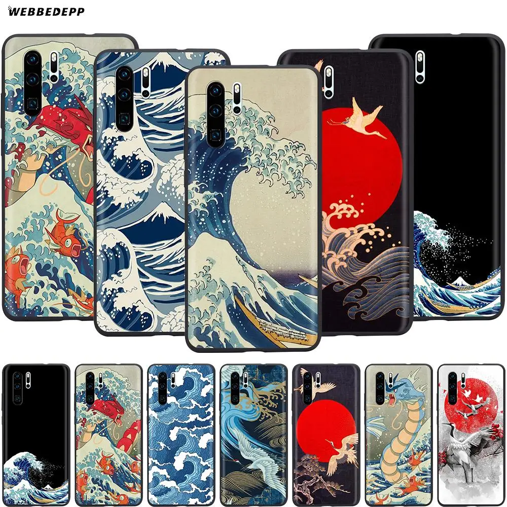 

Webbedepp Wave Art Japanese Case for Huawei P8 P9 P10 P20 P30 Lite Pro P Smart Z 2019 2019 Mini