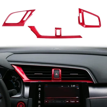 

Central Control Air Vent Outlet Decoration Cover Trim Sticker for 10Th Gen Honda Civic 2020 2019 2018 2017 2016 - Red
