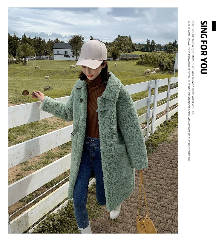 Длинные пуховики из овечьего меха, одежда с хлопковой подкладкой, свободное Женское пальто