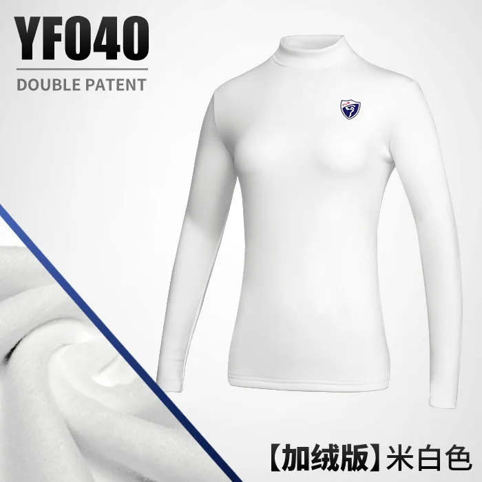 YF040white PGM гольф женская одежда нижняя рубашка осень и зима дамы плюс бархат с длинными рукавами Мягкий теплый топ может быть сделан на заказ - Цвет: YF040white