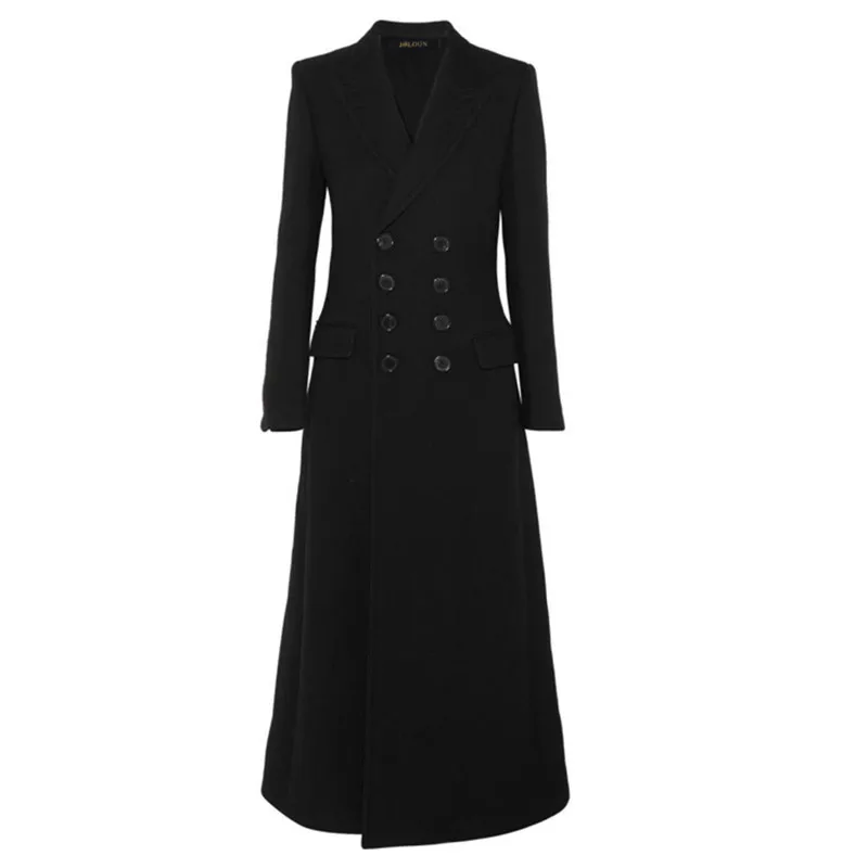 Fashion Solid Long Wool Coat Slim Office Lady Wool Blend Coat and Jacket Double Breasted Women Coats Autumn Winter