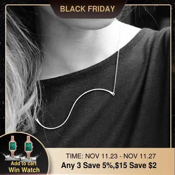 

925 Silver Bar Choker Handmade Jewelry Gold Filled Wave Necklace Pendants Collier Femme Kolye Collares Jewelry Boho Necklace