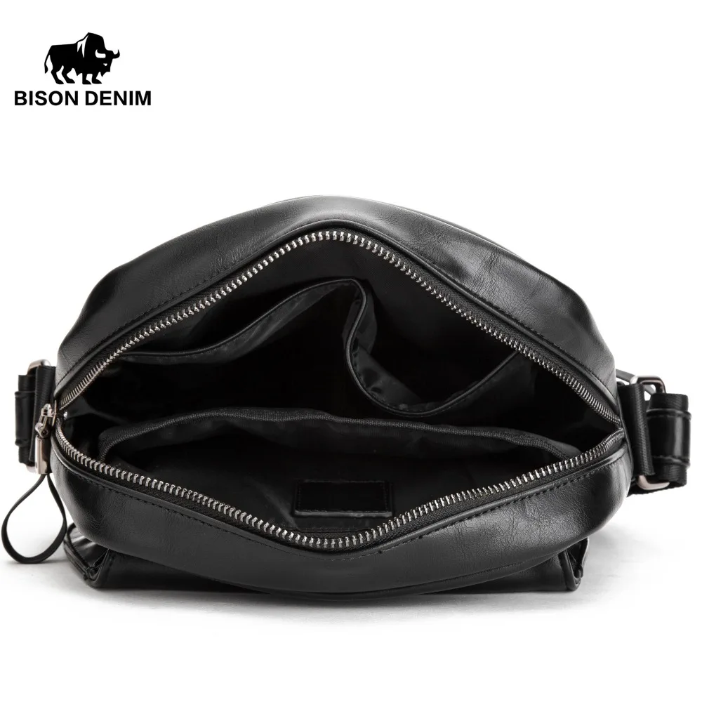 BISON DENIM модная мужская сумка из искусственной кожи Мужская маленькая через плечо