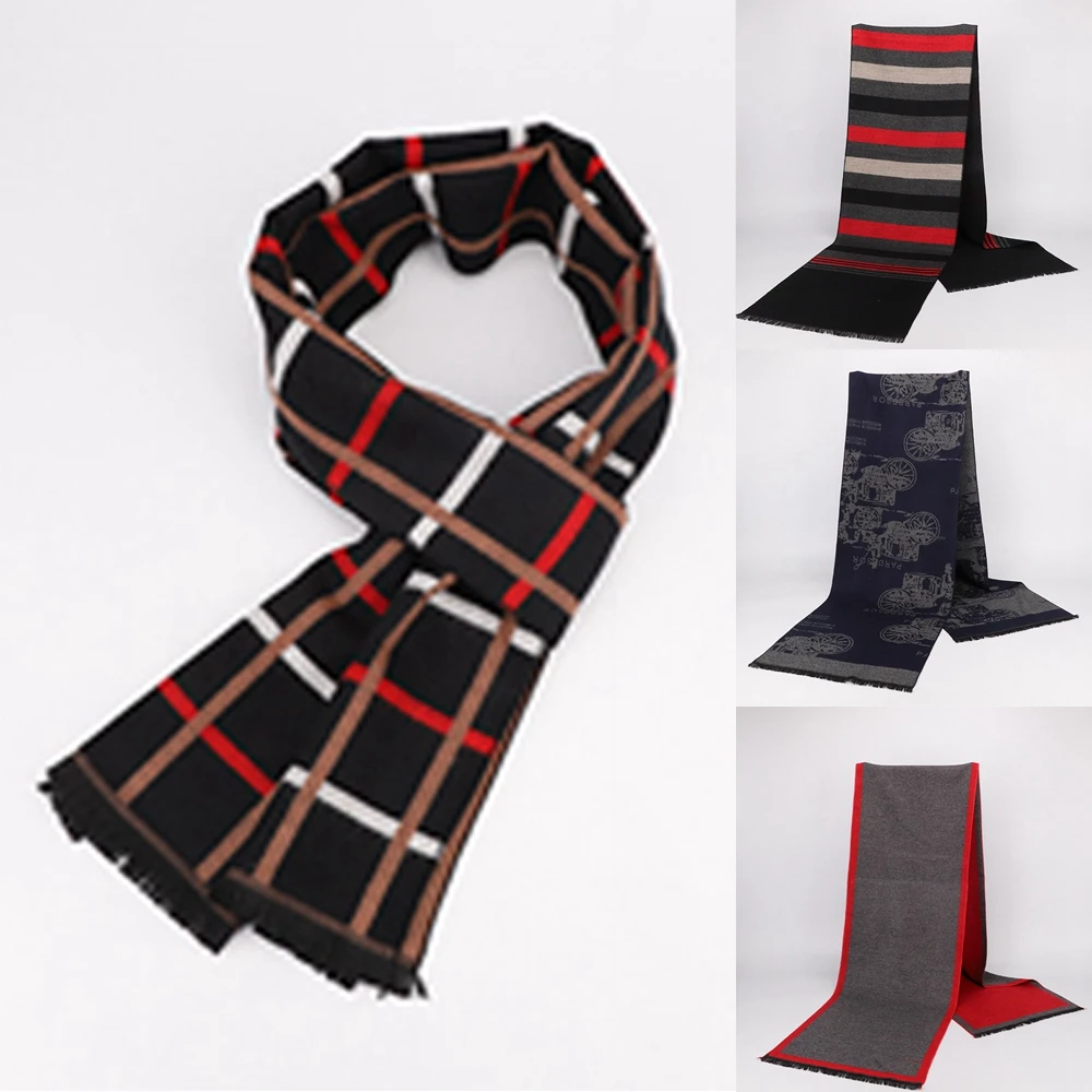Зимний мужской модный шарф шейный шарф теплый подарок повседневные деловые хлопковые шарфы