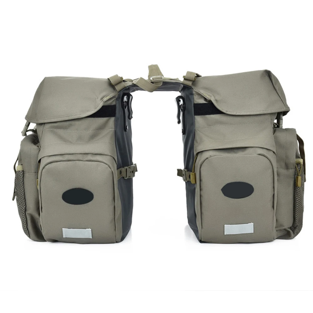 50L 2 In 1 Reflective Bicycle Bag Back Seat Bike Retro Large Capacity Cycling Storage Carrying Pannier Rear Rack Night Luggage