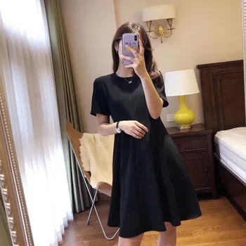 

Women Dress 2020 Spring and Summer New Dress Temperament Commute Short Sleeve Dress Small Black Dress