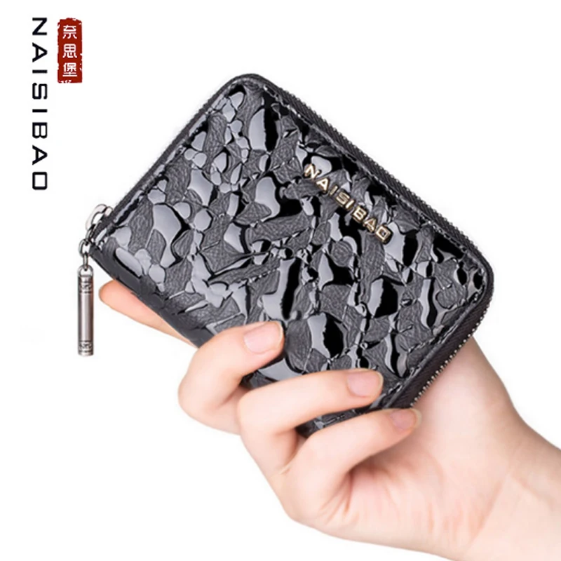 

NAISIBAO 2020 New Genuine Leather handbags Luxury fashion Mini wallet Embossing leather wallet purse Multi-card position wallets