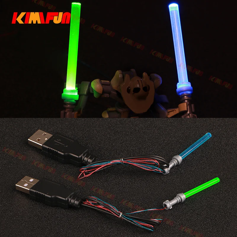 1 peça usb led sabre de luz moc figura, blocos de construção, arma, cidade, simulação, exibição de iluminação, layout de battlefield