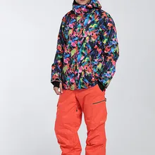 GSOU лыжный костюм для мужчин лыжная одежда брюки сноуборд куртка брюки супер теплый с капюшоном ветрозащитный водонепроницаемый Открытый Спортивная одежда для мужчин