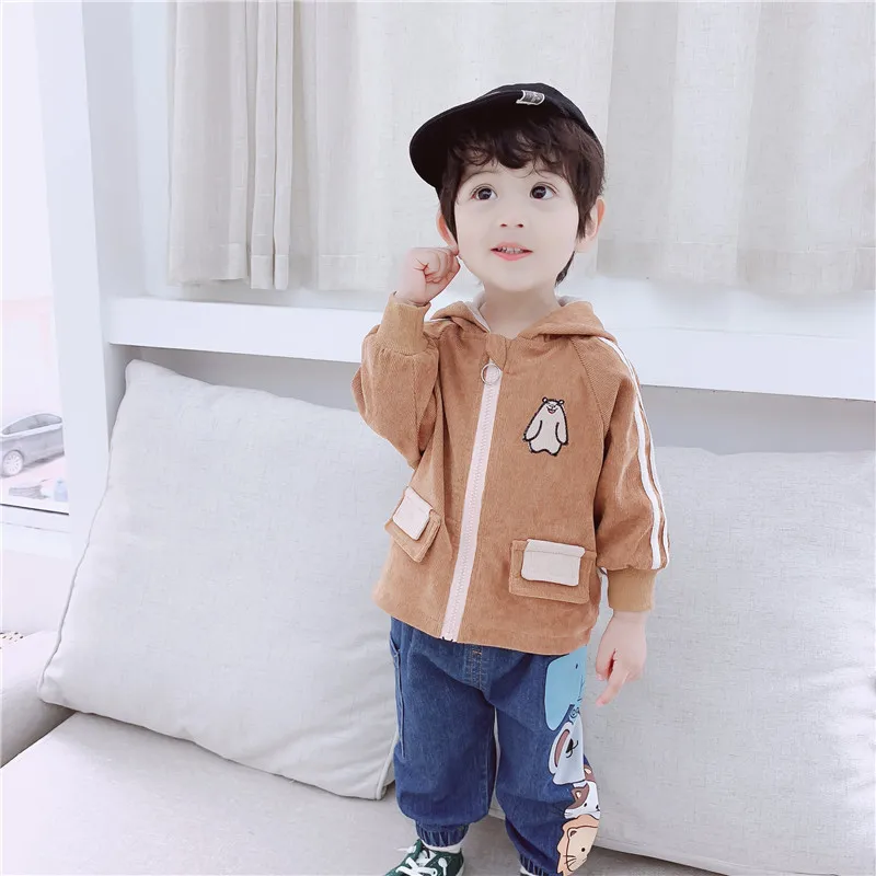 

2020 Spring And Autumn Children Long-sleeved Sweater Two-Piece Set Korean-style Zipper Cardigan Hooded Long Sleeve Two-Piece Set