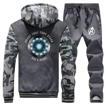 

Avengers Two Piece Set Tony Stark Iron Man Brand Clothing Suit 2020 Hot Selling Male Thick Outwear Warm Sweatpants Street Hoodie