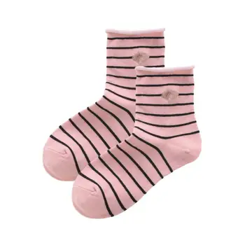 

Women Solid Striped Cotton Socks Girls Fashion Heart Embroidered Ankle Socks Pink White Black Red Warm Winter Socks 5 pairs/ lot