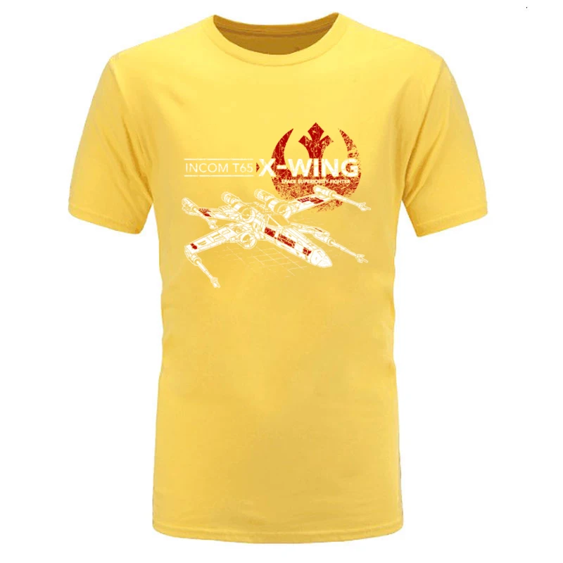 T-65_X-Wing_392 Leisure Tops T Shirt Short Sleeve for Men All Cotton Summer/Fall Crewneck Tshirts Design T-shirts Graphic T-65_X-Wing_392 yellow