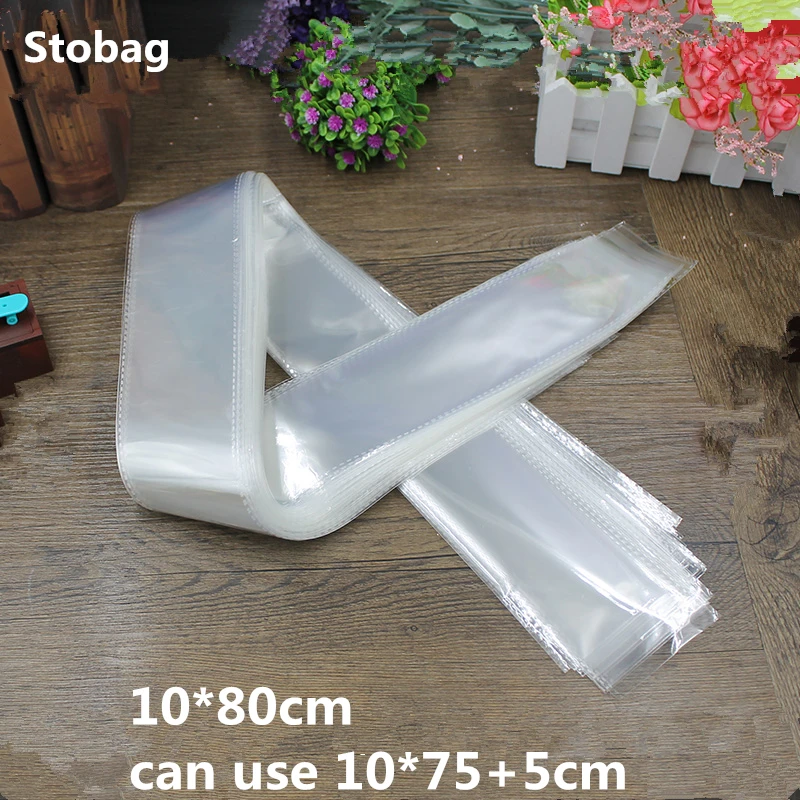 

StoBag 100pcs 10*80cm Clear Opp Packing Bags Slender Bag Packaging Self Adhesive Bag Plastic Jewelry Gift Bag Long Bag OEM
