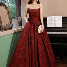 2022 A-Line Long Prom Dresses Sleeveless Lace-Up Back Floor Length Wedding Party Gown Evening For Women Vestidos