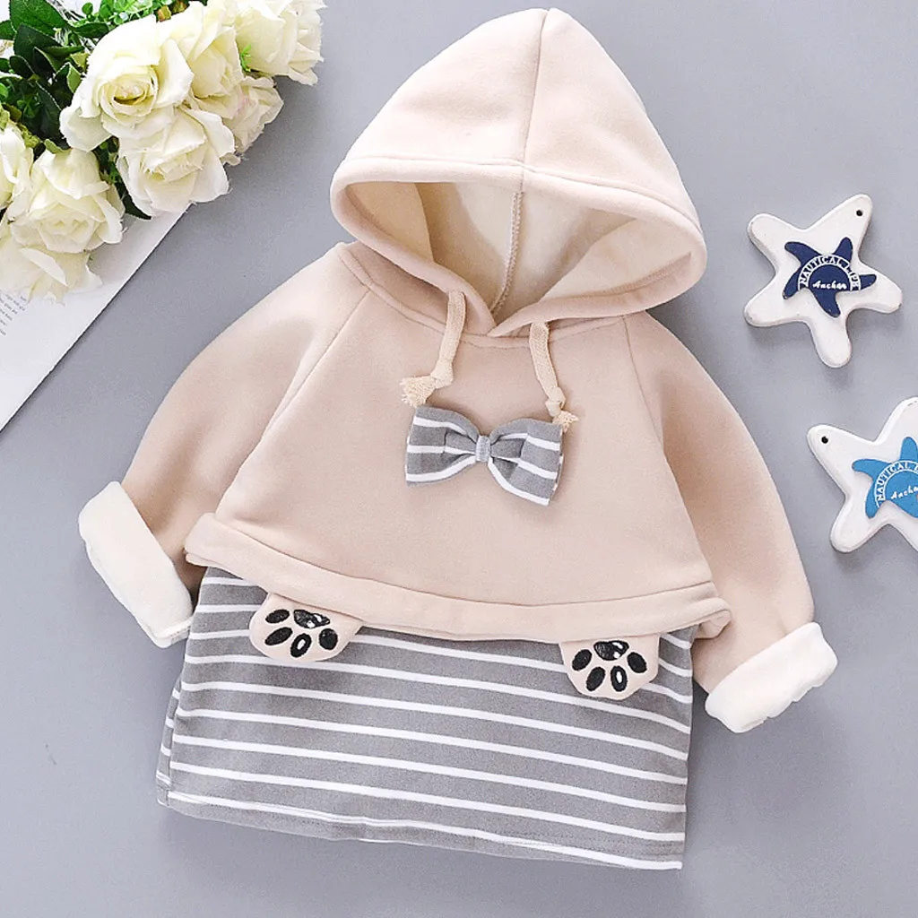 

Baby Girl Winter Dress Hooded Long Sleeve Thick Fleece Snowsuit Cute Bow Newborn Infant Baby Girl Winter Dress Vestidos Infantil