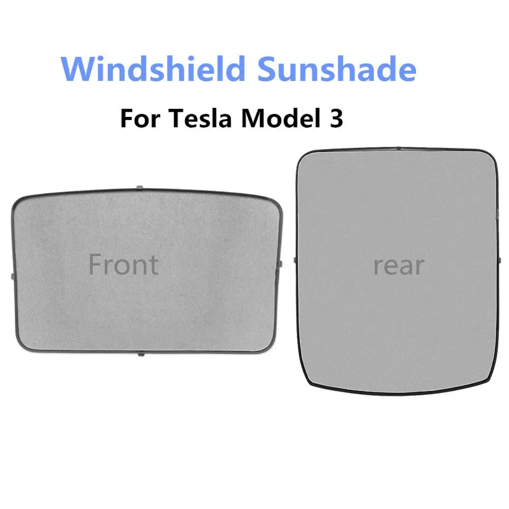 

2pcs Interior car sunshade protector front Foldable Shading Net Windshield Sunshade Anti Heat Mesh Visor For Tesla Model 3