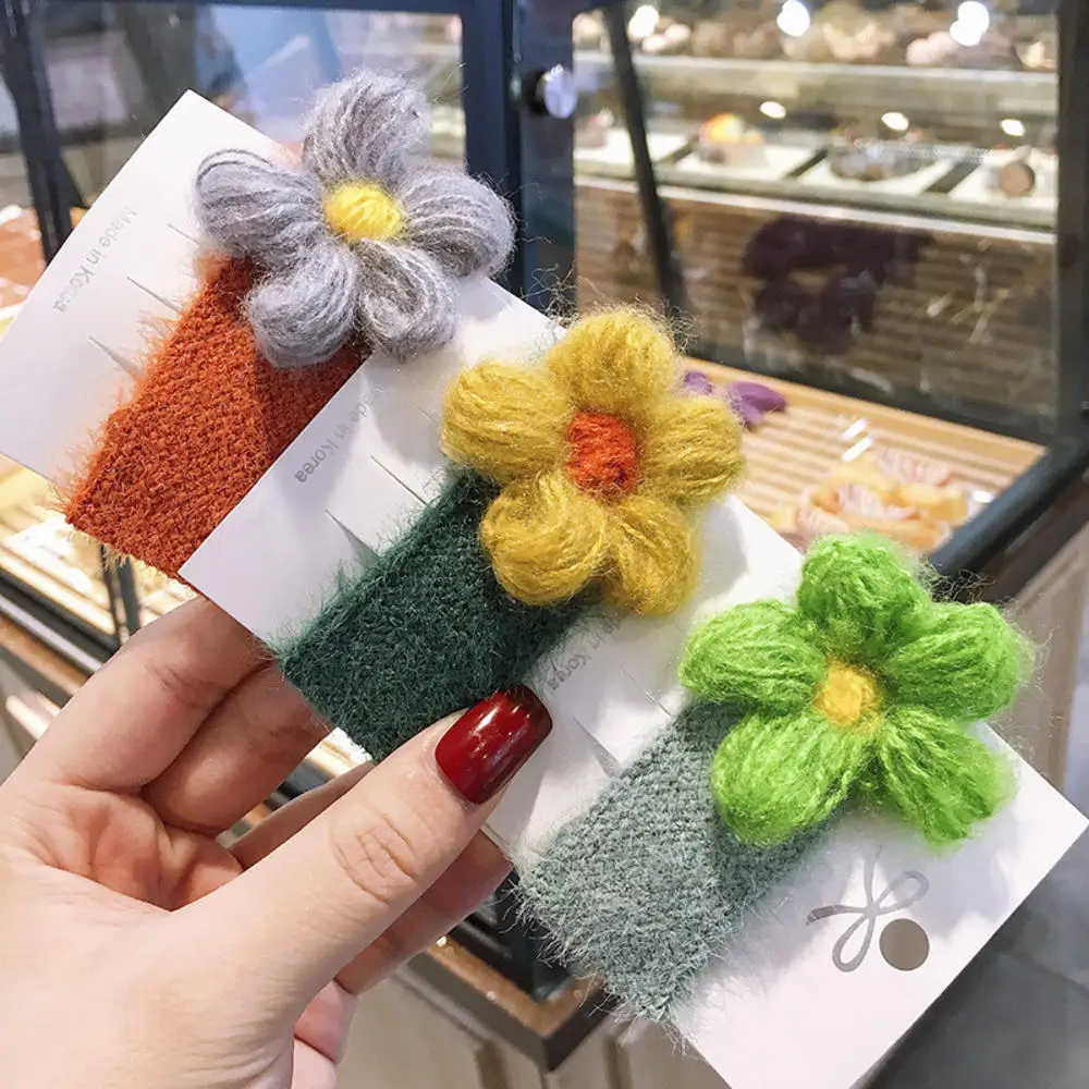 1 шт. Корейская пушистая шерстяная Цветочная шпилька для волос имитация