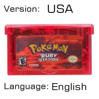 Ruby Version USA 32 бит видеоигры картридж Консоли Карты для nintendo GBA Pokeon изумруд FireRed листовой зеленый рубиновый Сапфир с блестящей этикеткой - Цвет: Ruby Version USA