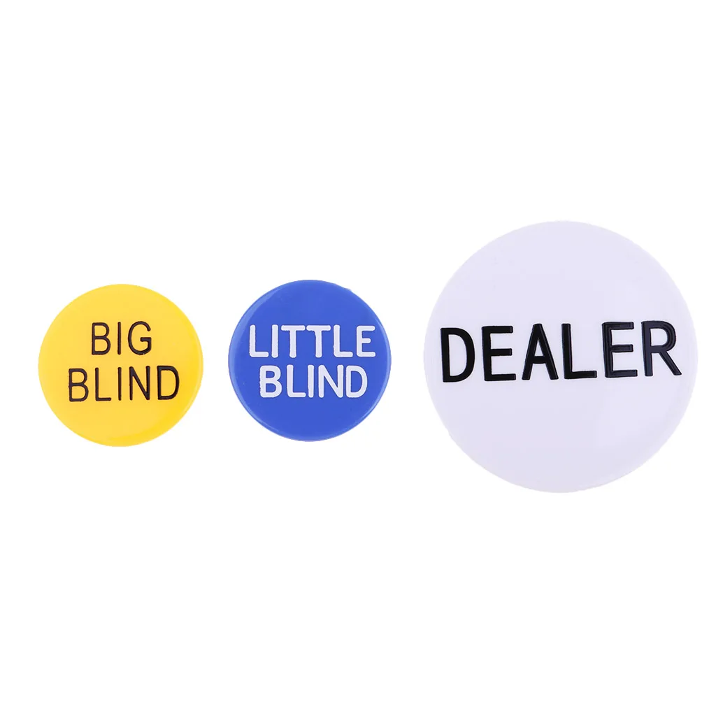 Big & Little Blind and Dealer Button Acrylic Poker Game Buttons Texas Hold'em Chip Dealer Poker Chips Poker Tournaments Prop