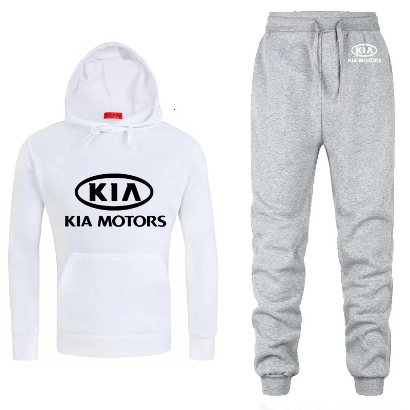 Мужские толстовки с капюшоном с логотипом KIA, унисекс, модная мужская толстовка с капюшоном в стиле хип-хоп, harajuku, повседневные флисовые худи, штаны, костюм из 2 предметов