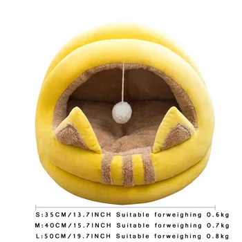 

Flower-shaped Foldable Cat Bed Self Warming for Indoor Cat Dog House with Mattress Puppy Cage Lounger Grey ropa para perro Drop