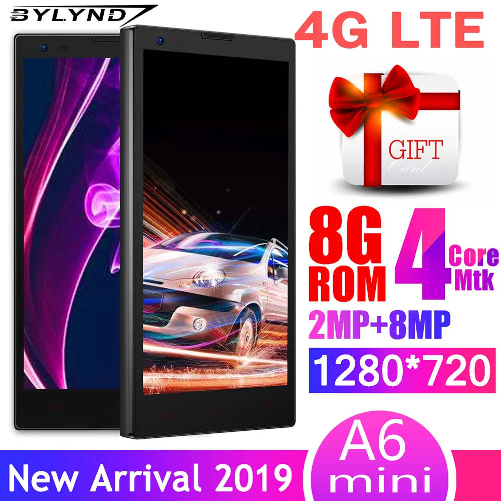 A6 Мини смартфоны четырехъядерный 1G ram+ 8G rom 4G LTE 8MP камера android Мобильные телефоны Дешевые celulars разблокированный 1280x720 MTK GSM