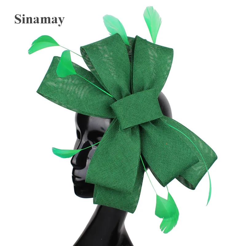 Imitation Sinamay Wedding Mesh Fascinator For Ladies Headwear Party Women Bridal Hair Accessories Bow Hair Clip Fancy Feather 1