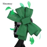 Imitation Sinamay Wedding Mesh Fascinator For Ladies Headwear Party Women Bridal Hair Accessories Bow Hair Clip Fancy Feather 1