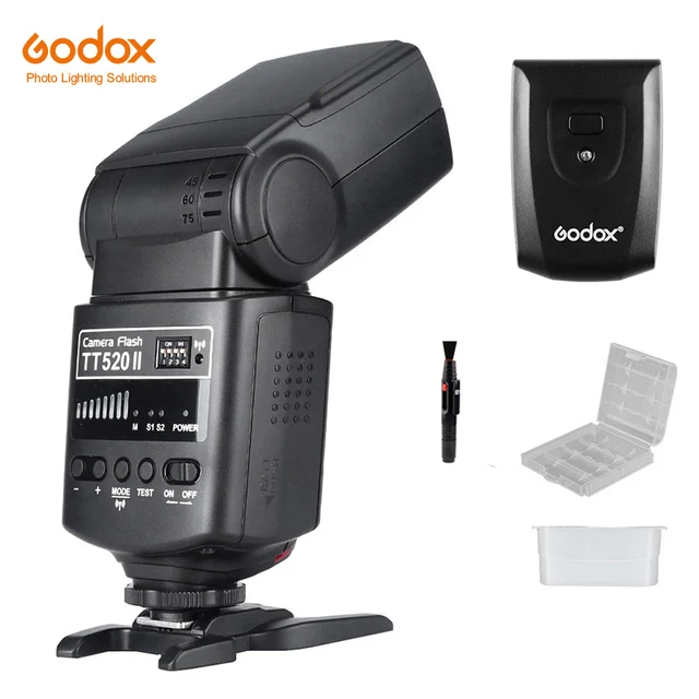 Godox TT520 II 플래시 TT520II, 캐논 니콘 펜탁스 올림푸스 DSLR 카메라 용 433MHz 무선 신호 + 송신기 키트 내장