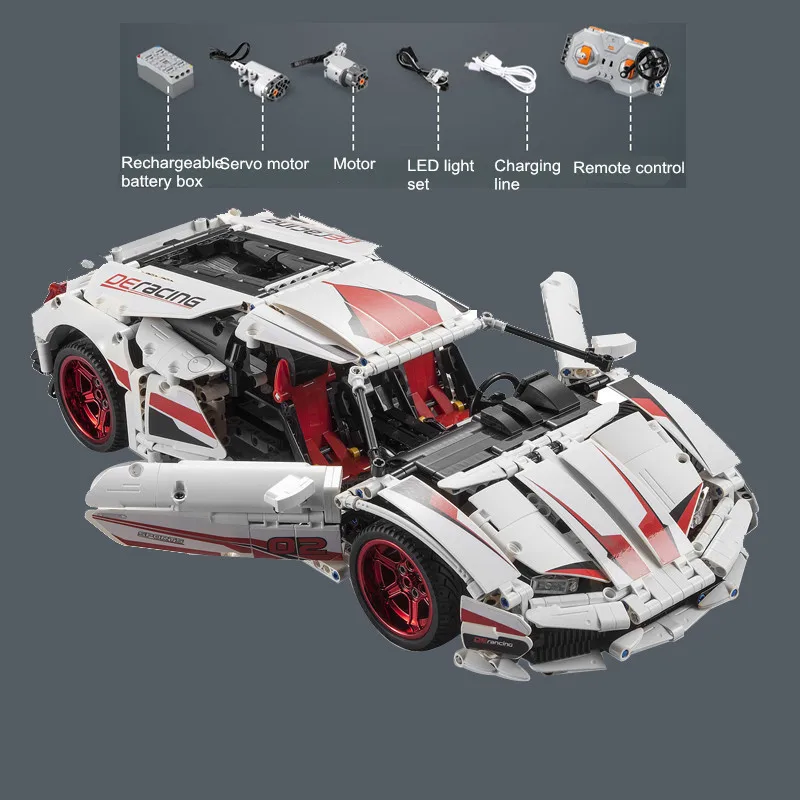 

Blocks Car Series DIY 1696PCS for C61018 Remote Control LP610 Sports Car Blocks Educational Toy for Children