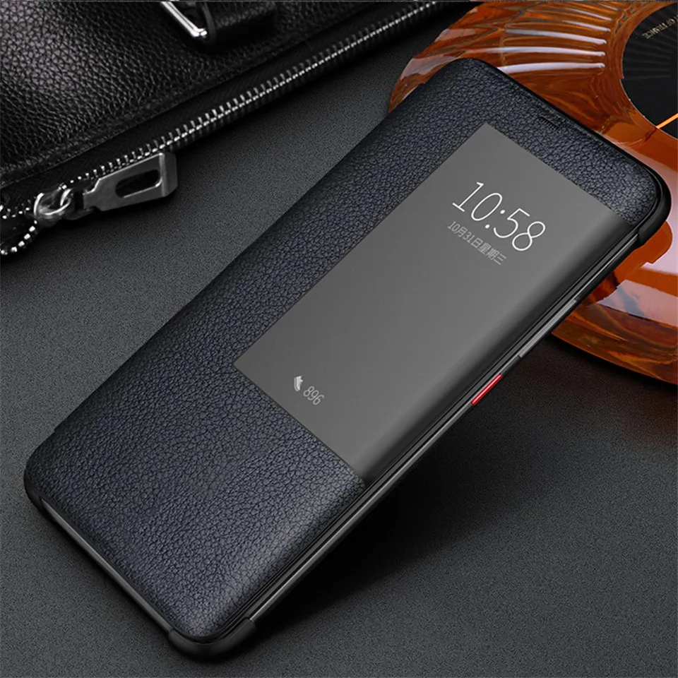 Роскошный умный флип-чехол с окошком для сенсорного экрана для huawei mate 20 Pro mate 20 Lite, чехол из натуральной кожи для телефона Etui Hawei mate 20 Pro - Color: Blue