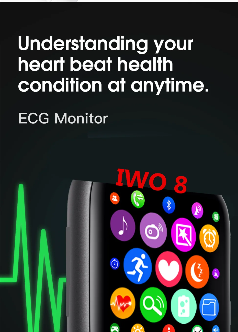 Bluetooth Смарт Браслет для проверки сердечного ритма 8+ ремешок/комплект IWO8 Smartwatch 44 мм серии 4 Reloj Deportivo Hombre для Xiaomi samsung Iphone 6 7 8 X