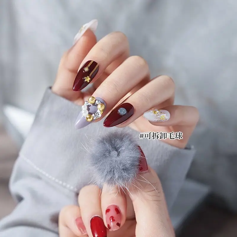 Soft Nail Poms Fluffy Plush Ball Nail Charms Pom Fur Balls Detachable Magnetic Acrylic Tips Jewelry Decorations Ornament Tool