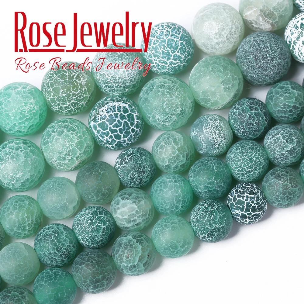 Pietra Naturale Verde Gelo Cracked Agate Onyx Branelli Allentati Per Monili Che Fanno 15 "Strand 4 6 8 10 12 Millimetri Rotonda Borda Il Braccialetto 