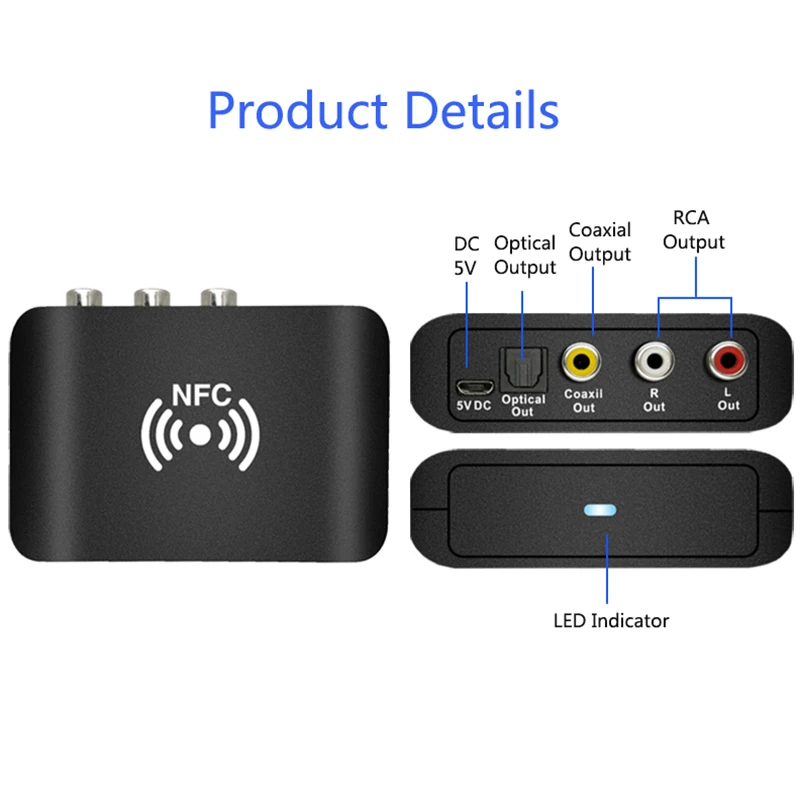 Larryjoe NFC Bluetooth 5,0 приемник aptX HD DAC беспроводной цифровой аудио-адаптер с низкой задержкой SPDIF коаксиальный выход RCA