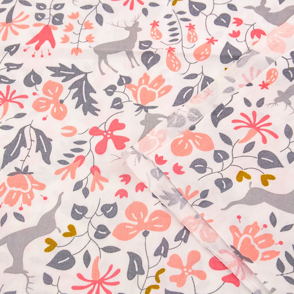 Teramila High Quality Home Textile Cotton Fabric Cartoon Flower And Animal Printed for Sewing Kids Bedding Sets Dress Patchwork