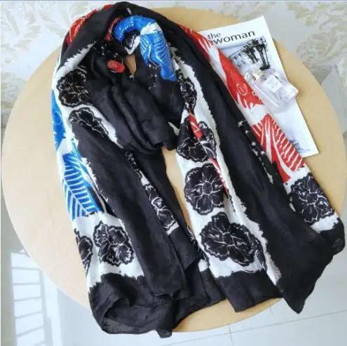 Роскошный брендовый женский летний шарф, испанская Цветочная шаль, женские шарфы с принтом - Цвет: 306