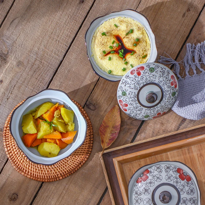 Tigela de sopa cerâmica quadrada tureen japonesa