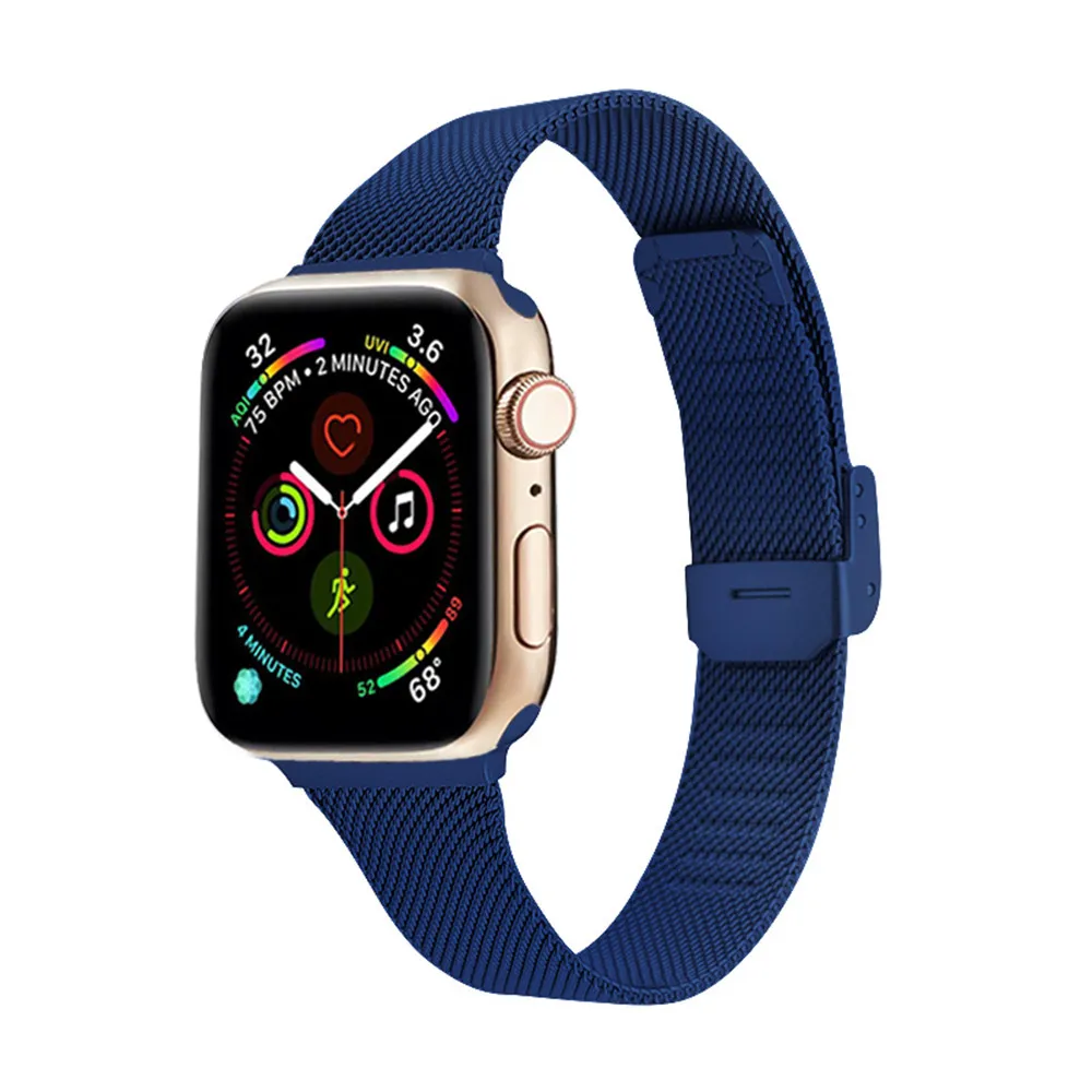 Blue Миланская петля ремешок для часов для Apple Watch 38 мм 42 мм 40 мм 44 мм Тонкий браслет из нержавеющей стали ремешок для iwatch 1 2 3 4 5 - Цвет ремешка: Blue