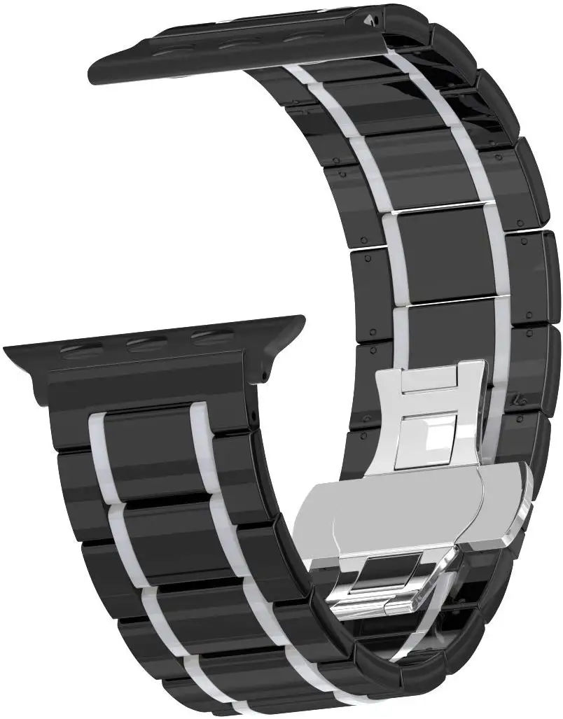 Black White Керамический ремешок для apple watch 5, 4 ремешка 42 мм, 38 мм, iWatch band 44 мм, 40 мм, спортивные браслеты с петлей, браслет correa, apple watch 3, 2, 1 - Цвет ремешка: Black White