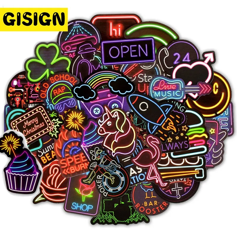 10/30/50pcs Neon Light Stickers For Cans Car Kids Fridge Japan Anime Sticker Pack Set Children's Phone Skateboard | Игрушки и хобби