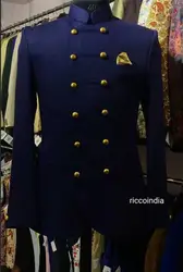 Costume Homme Navy Blue Suits Men Captain Suits Jacket Pants Men Groom Wedding Slim Fit Suit Party Tuxedo Blazer 2 Pieces Suit