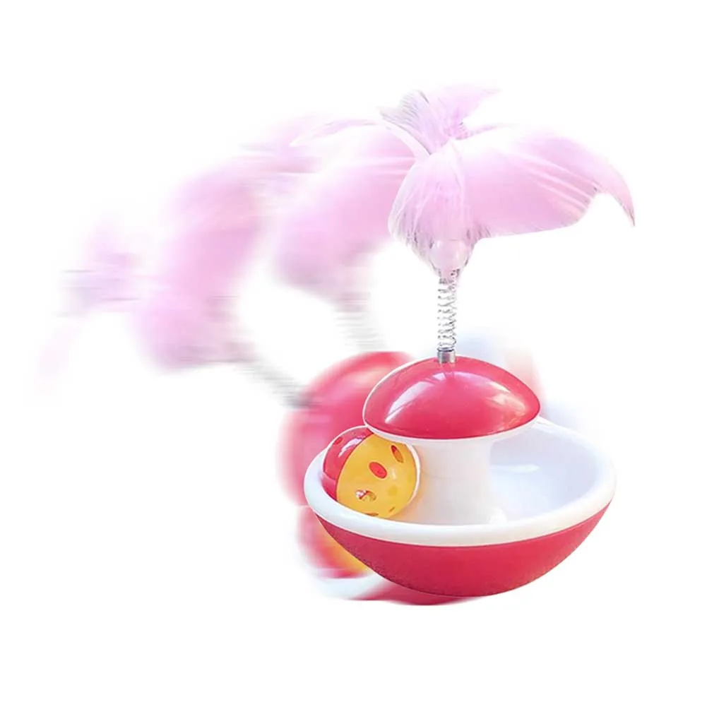 Красный Игра Rolling Cat Котенок искусственный перо стакан мяч забавные товары для домашних животных Пластиковые домашние когтеточки с колокольчиком интерактивная игрушка - Цвет: Красный