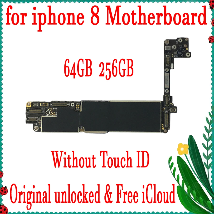 Бесплатный iCloud для iphone 8 4,7 материнская плата с/без Touch ID оригинальная разблокированная материнская плата для iphone 8 64 Гб/256 ГБ
