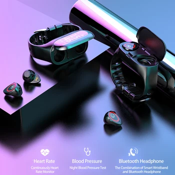 

Newest Smart Watch With Bluetooth Earphone Heart Rate Monitor Smart Wristband Supports Multiple Languages Sport Watch Men